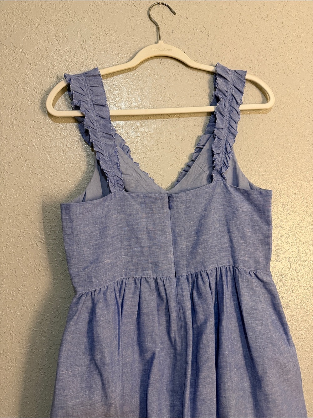 Blue Ruffle V-Neck Sundress - Picture 3 of 6